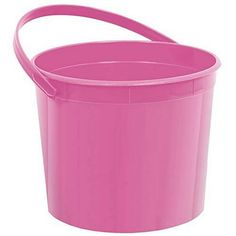 a pink plastic bucket is shown on a white background