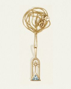 Temple of the Sun Alina Necklace, hand-crafted in Byron Bay in ethical gold and responsibly sourced diamonds. Shop fine jewellery and pendant necklaces. The Trinity, Sky Blue Topaz, Diamond Star, Byron Bay, Fine Jewellery, Pendant Necklaces, Solid Gold, The Sun, Temple