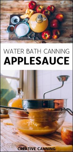 Learn water bath canning applesauce with this easy recipe that captures the flavors of fall. Made with fresh apples, apple cider, and lemon juice, this method is a safe and simple way to preserve apples for year-round enjoyment. Find more apple recipes, apple desserts, storing apples, and Canning Sauces at creativecanning.com. Water Bath Canning Applesauce, Preserve Apples, How To Store Apples