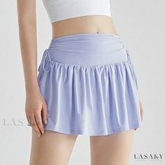 Lasaky - High-Waisted Sports Skirt for Active Women - Moisture Wicking Fabric, Quick Dry Technology, and Adjustable Waistband Solid Color Workout Skirt With Elastic Waistband, Solid Workout Skirt With Elastic Waistband, High Waist Stretch Mini Skirt For Sports, Casual Yoga Skort With Elastic Waistband, Sporty Skirt For Yoga In Spring, Sporty Yoga Skirt For Spring, Summer Workout Skirt With Pockets, Summer Sports Skirt With Wide Waistband, High Waist Tennis Skirt With Elastic Waistband