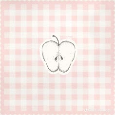 an apple drawn on top of a pink checkered tablecloth with the word apples written below it