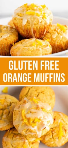 gluten free orange muffins on a plate with the title above it