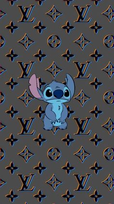 a cartoon character is sitting in front of louis vuitti wallpapers with the letter