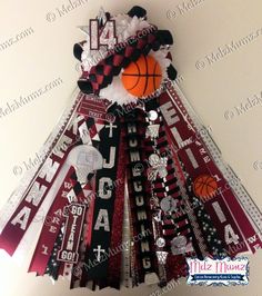 this is an image of a basketball themed door hanger made out of duct tape