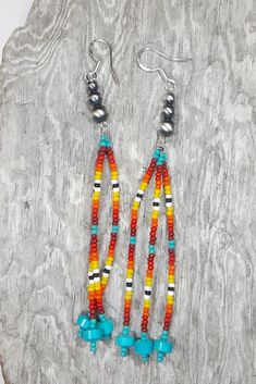 Navajo Pearl Seed Bead Sterling Earrings. Shipped with USPS Ground Advantage. Native American Beaded Earrings, Native American Beading, Sterling Earrings, Long Earrings, Seed Bead, Earrings Handmade, Beaded Earrings, Seed Beads, Native American