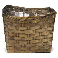 a basket that has some glass bottles in it and is empty on the bottom side