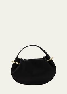 "Find ULLA JOHNSON Tilda Mini Ruched Top-handle Bag on Editorialist. Ulla Johnson \"Tilda\" top handle bag in ruched leather, cotton, and polyester Flat top handle Detachable shoulder strap Can be worn as a top handle or shoulder bag Open top with magnetic closure Exterior, golden ring accents Approx. 9.3\"H x 9.8\"W x 2.3\"D Professional cleaning recommended Made in Italy" Gentle Woman, Wicker Bags, Shoulder Strap Bag, Drawstring Top, Ruched Top, Golden Ring, Mini Pouches, Professional Cleaning, Open Top