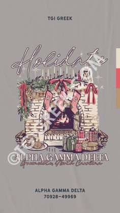 an old fashioned christmas card with the words alphia gama delta