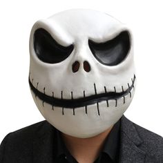 PRICES MAY VARY. Latex mask:100% natural latex mask, soft and comfortable to wear Size:one size fits a variety of head shapes, don't worry about not fitting Design:the eyes have holes, you can see the outside, the nose and mouth are open, you can breathe freely without being stuffy for a long time Jack skeleton costume:White Jack skull, there are two styles, one with an open mouth, which looks sinister, and one with a closed mouth. Either style is a good choice Jack Skeleton Skellington Mask:Sku Jack Skellington Mask, Jack Skellington Cosplay, Jack Skellington Costume, Halloween Costume Props, Sans Papyrus, Pumpkin Mask, Nightmare Before Christmas Halloween, Skeleton Costume, Scary Dolls