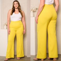 ‘Fresh Off The Runway’ Plus Size High Waist Straight Leg Pants In Mustard Fabric Content: 94% Polyester, 6% Spandex Item Location: R1d Made In: Usa Model Measurements (In): Wearing Size 1x, Height 5’9, Bust 36dd, Waist 45, Hips 46 Runway Plus Size, Dress Slacks For Women, Mustard Fabric, Khaki Slacks, Animal Print Jeans, Leopard Print Jeans, Casual Dress Pants, Navy Blue Pants, Slack Pants