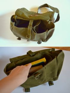 "Vintage Messenger Bag, Military Shoulder Bag, Green Heavy Duty Canvas Bag, Army Messenger Bag, Cross Body Bag, Unisex Military Haversack This genuine unused military shoulder bag is made from sturdy heavy duty canvas in army green shade. The shoulder strap is adjustable and wider on the shoulder for comfortable wearing. The bag has two inside compartments, a strap for under flap fastening, with a D-ring attached, wide flap with thick cow leather loops in a nice brown shade. It fastens with two Green Canvas Shoulder Bag, Army Green Bag, Girls Messenger Bag, Vintage Messenger Bag, Military Bag, Eyeglass Frames For Men, Canvas Messenger Bag, Perfect Gift For Him, Vintage Military