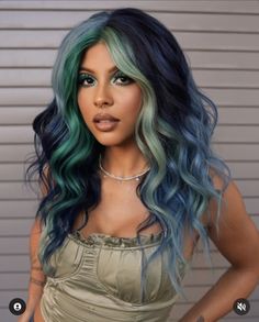 Fashion Color Hair With Dark Roots, Edgy Hair Color Ideas For Brunettes, Vivid Hair Color Placement, Crazy Hair Color Ideas, Jewel Tone Hair, Blonde Hair With Purple Highlights, Fun Haircolor, Teal Hair Highlights, Blonde Hair With Purple