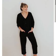 New, Never Worn, Happy French Gang Womens Romper. Black, With Indigo Interior. Size M/L. No Flaws, Just Wasn’t A Good Fit For Me. Black Relaxed Fit Jumpsuits And Rompers For Loungewear, Black Relaxed Fit Jumpsuit For Workwear, Black Relaxed Fit Jumpsuits And Rompers, Indigo Interior, Womens Romper, Romper Black, Rompers Women, Black Blue, Pant Jumpsuit