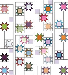 the quilts are all different colors and shapes