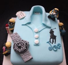 a birthday cake decorated to look like a polo shirt