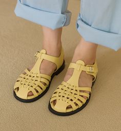 KOODING carries the latest JUSTONE sandals. KOODING is the global leading shopping website in providing authentic Korean fashion, beauty and lifestyle items, including clothing, cosmetics, shoes, accessories, and bags in affordable, fast, easy, and safe way. Summer Yellow Sandals With Rubber Sole, Yellow Closed Toe Jelly Sandals For Spring, Oxford Pumps, Shopping Website, Boot Pumps, Beauty And Lifestyle, Shopping Websites, Slipper Boots, Yellow And Brown