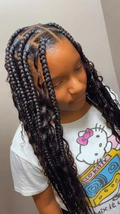 Boho Kids Braids, Boho Braids For Black Kids, Kids Large Knotless Braids, Boho Braids For Kids, Kids Boho Braids, Jojo Hairstyles, Large Bohemian Knotless, Large Boho Braids, Boho Braids Kids