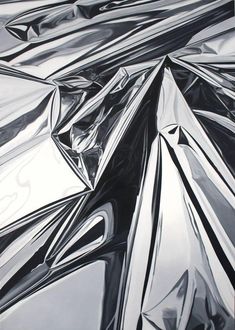 black and white photograph of shiny material