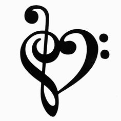 a treble with music notes in the shape of a heart