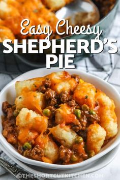 easy cheesy shepherd's pie in a white bowl