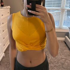 Nwot Shein Crop Top Orange/Yellow Color Size M Can Fit A Small No Flaws Yellow Sleeveless Casual Crop Top, Casual Yellow Sleeveless Crop Top, Yellow Stretch Crop Top For Summer, Yellow Fitted Casual Tank Top, Casual Fitted Yellow Tank Top, Yellow Stretch Crop Top, Orange Yellow Color, Shein Tops, Yellow Orange