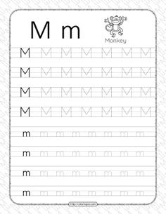 the letter m worksheet for children to practice their handwriting and writing skills, including letters