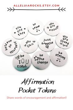 affirmation pocket tokens with words on them