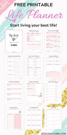 the free printable life planner with text overlay