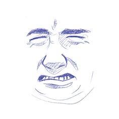 a drawing of a man's face with his eyes closed and mouth wide open