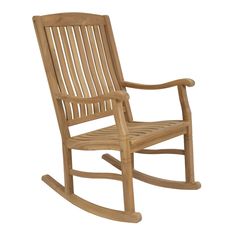 a wooden rocking chair on a white background