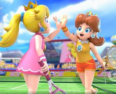 Daisy Cosplay Mario, Daisy And Peach Pfp Matching, Princess Peach X Daisy, Daisy And Peach Pfp, Daisy X Peach, Princess Daisy Mario Kart, Princess Daisy And Peach, Peach And Daisy Matching Icons, Princess Daisy Aesthetic