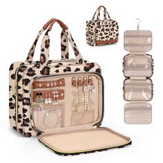 PRICES MAY VARY. Extra Jewelry Compartment : Wedama toiletry travel bag is design with jewelry organizer compartment. It is more than a toiletry bag, but also a jewelry organizer. We add compartment in the front pocket of travel bag for rings, ear rings, bracelet, bangle , necklace, and other jewelries, meeting your travel toiletries and makeup needs. Large Capacity: 12 x 4.3 x 9 inches (rolled), 12 x 38.1 inches (open). You can quickly put all the cosmetics, skin care products, shower gel, sham Hanging Travel Toiletry Bag, Skin Care Bag, Traveling Accessories, Packing Toiletries, Makeup Tables, Travel Accessories For Women, Extra Jewelry, Korean Store, Bathroom Bag