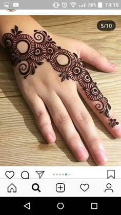 a hand with henna tattoos on it