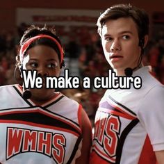 two cheerleaders with the words we make a culture