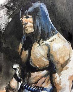 a painting of a wrestler holding a microphone