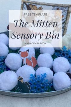 The Mitten sensory bin for kids with free template Toddler Mitten Activities, The Mitten Art Preschool, The Mitten Toddler Activities, The Mitten Sensory Bin, Mittens Activities For Toddlers, Preschool Mitten Activities, Mitten Preschool Activities, The Mitten Book Activities Preschool, Mitten Activities For Toddlers