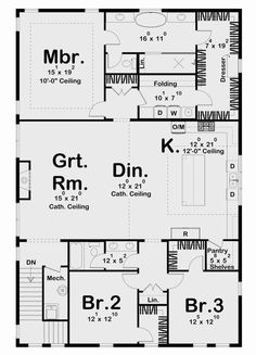 the first floor plan for a two story house