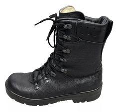 German Army Bundeswehr Boots, Black Leather Combat Boots, Military Surplus. - Etsy Bulgaria High-top Protective Leather Lace-up Boots, High-top Lace-up Leather Boots, Black Leather Work Boots With Protective Features, Leather Combat Boots With Reinforced Toe, Leather Waterproof Boots With Plain Toe, High-top Leather Lace-up Boots With Protective Features, Black Leather Work Boots With Protective Metal Feet, Leather Lace-up Work Boots With Protective Feet, Leather Lace-up Work Boots With Foot Protection