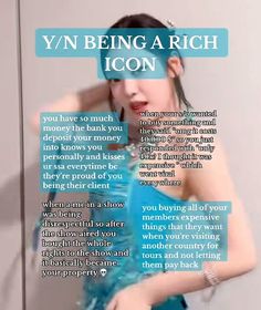 a woman in a blue dress is holding her hand on her head and the words vn being a rich icon