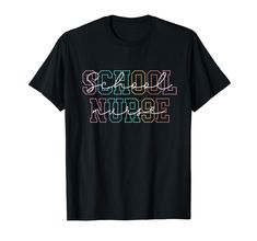 a black t - shirt with the words cool nurse in rainbow letters on it's chest