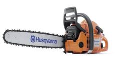 an orange and black chainsaw on a white background with the words husvarna printed on it