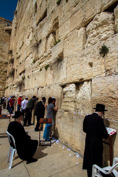 jewish men at the western wall in old city