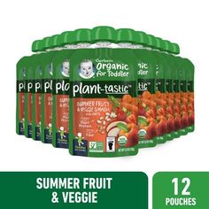 12 pack organic baby food pouches, summer fruit & veggies - case of 12