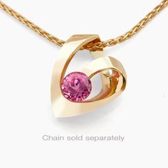 14k Yellow Gold Heart Pendant - Chatham Pink Sapphire - 3501 - chain sold separately Modern and contemporary, this pendant makes a high fashion statement. ( IMPORTANT - PLEASE READ 1. AND 2. BELOW ) 1.) DOES NOT INCLUDE A CHAIN: TO GIVE YOU MORE OPTIONS, A CHAIN IS NOT INCLUDED, BUT CAN BE PURCHASED SEPARATELY IN THE GOLD CHAINS SECTION OF OUR SHOP. http://www.etsy.com/shop/VerbenaPlaceJewelry?section_id=13811862 2.) PLEASE LOOK AT THE MEASUREMENTS CAREFULLY. SOME PHOTOS HAVE BEEN ENLARGED TO SH Elegant Heart-shaped Pink Sapphire Jewelry, Heart-shaped Pink Sapphire Jewelry As Gift, Heart-shaped Pink Sapphire Jewelry For Gift, Heart-shaped Pink Sapphire Jewelry Gift, Heart-shaped Pink Sapphire Wedding Jewelry, Valentine Jewelry, Yucca Valley, Tension Setting, Wedding Pendant