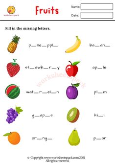 fruit worksheet for kids to learn the letter s and numbers in english language