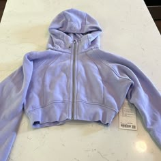 Lululemon Lavender Scuba Full Zip Cropped Hoodie Size 6 Never Worn Lavender Lululemon, Lululemon Scuba, Lululemon Jacket, Freshman Year, Dear Santa, Lululemon Women, Cropped Hoodie, Casual Sweatshirt, Christmas List