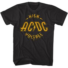 "AC/DC Men's T-Shirt by American Classics Part Scottish, part Aussie, 100% High Voltage Rock Legends! Formed in Sydney in 1973, AC/DC went from Dirty Deeds Done Dirt Cheap on the Highway to Hell to Back to Black in The Flick of the Switch! They have sold over 200 million albums worldwide and they are still working on new music. Wear some rock history, this cool AC/DC graphic t-shirt is vintage style print with a distressed look as if you bought it at an AC/DC Concert Tour in the 80's What's incl High Voltage Logo, Acdc Logo, Acdc Shirt, Heavy Metal Rock, Band Merch, Logo Black, Vintage Graphic, High Voltage, Tour T Shirts