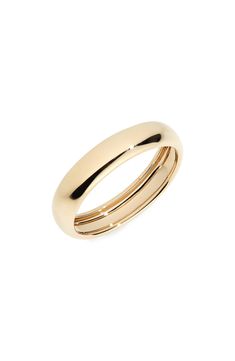 A polished bubble-like band crafted from 14-karat gold will be the perfect addition to your everyday ring stack. 1/8" width 14k gold Imported Stackable Dome Ring For Formal Occasions, Modern Stackable Yellow Gold Dome Ring, Stackable 14k Gold Dome Ring, Stackable 14k Gold Dome Ring With Round Band, Bubble Ring, Everyday Ring, Ring Stack, Everyday Rings, Stacking Rings