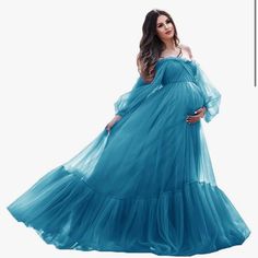 Never Worn Beautiful Blue Maternity Gown. Great For Maternity Shoots And Baby Showers. Flows Very Nicely. Cinderella Maternity Dress, Maternity Shoots, Maternity Gown, Maternity Gowns, Pregnancy Shoot, Maternity Dress, Maternity Dresses, Baby Showers, Beautiful Blue