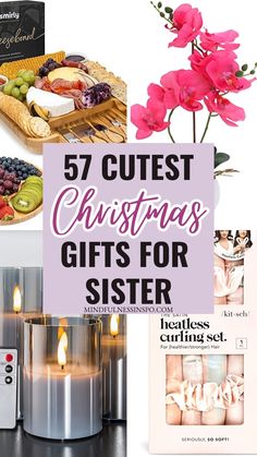 57 cutest Christmas gifts for sister featuring cheese board, artificial orchid, flameless candles with remote control, heatless curling set and more gift ideas for sister on mindfulnessinspo.com Gifts For Sis In Law, What To Give Your Sister For Christmas, Creative Christmas Gifts For Sister, Christmas Ideas For Siblings, Inexpensive Christmas Gifts For Sister, Christmas Gift Ideas For Your Sister, Christmas Gift Ideas For My Sister, Stuff To Get Your Sister For Christmas, Gifts For Boyfriend Sister